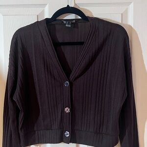 Women's Brown Ribbed Sweater